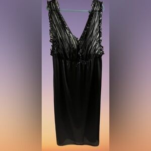 BBW Black Sexy Long Gown Lingerie Plus VTG USA Nightgown Vampire Halloween Goth